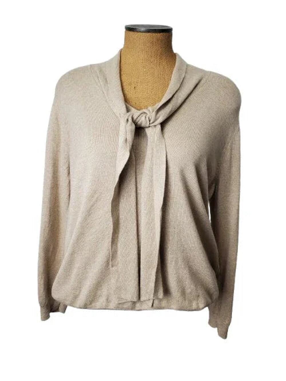 Covington women's oatmeal neck tie sweater size XL